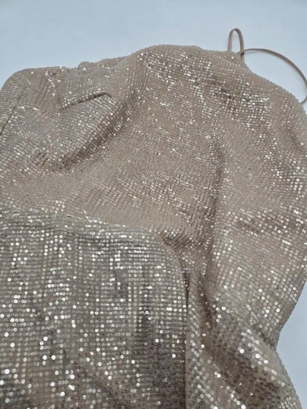 Gold Sequin Halter Midi Dress Size 12 Formal Wedding Guest Evening Gown - Picture 11 of 15